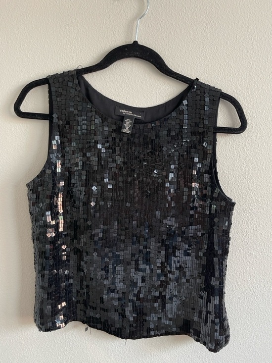 Valerie Stevens Tops - Valerie Stevens Black Sequin Sleeveless Top Size M